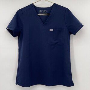 FIGS Technical Collection Catarina One-Pocket Scrub Top Women’s Size S Navy Blue